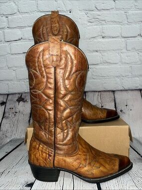 Vintage Texas Brand Western Two-Tone Leather Cowboy Boots Size 8.5